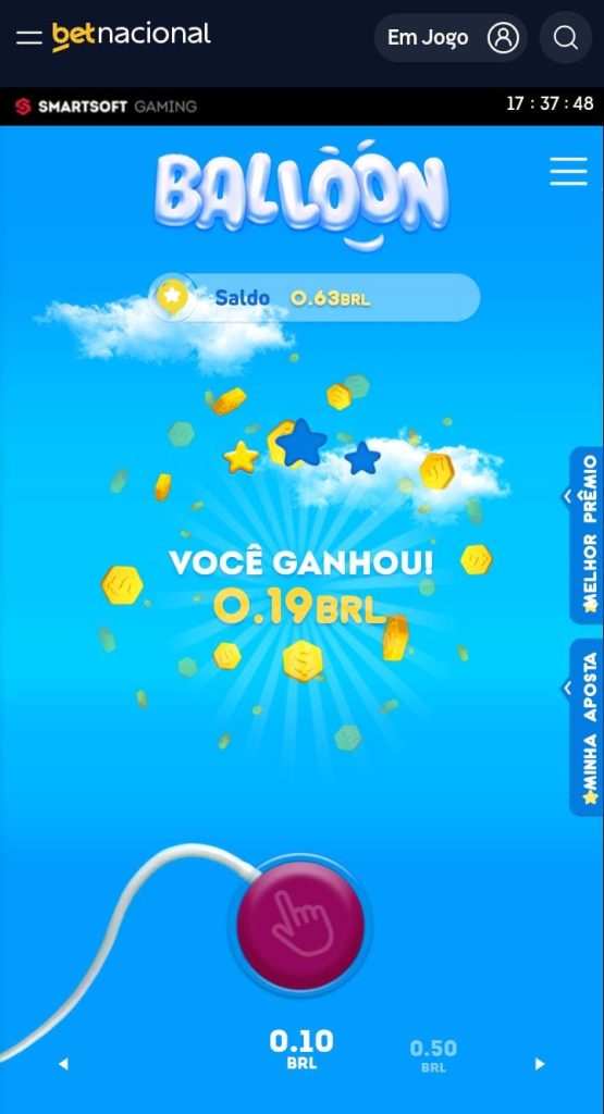 Aposta ganha no jogo Balloon na Betnacional