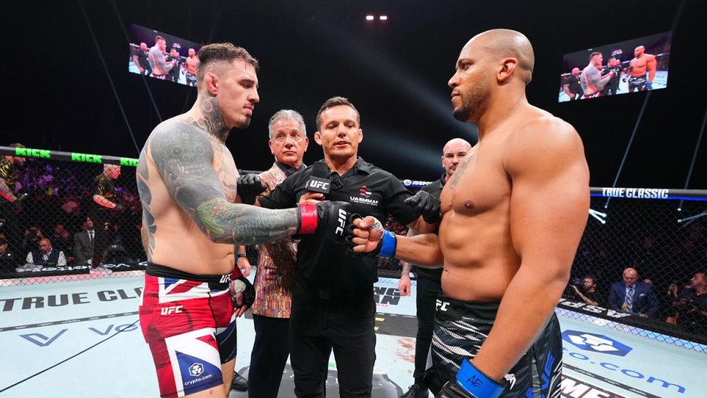 Tom Aspinall e Ciryl Gane no UFC 321. Foto: Divulgação/UFC