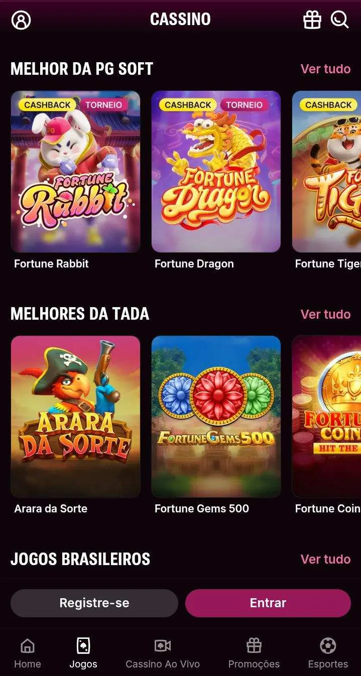 Melhores da PG Soft e Melhores da Tada na Superbet, com Fortune Rabbit válido para o cashback e torneio