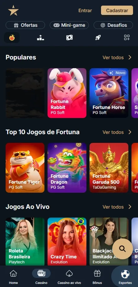 Jogos Populares e Top 10 Jogos de Fortuna no cassino Estrelabet