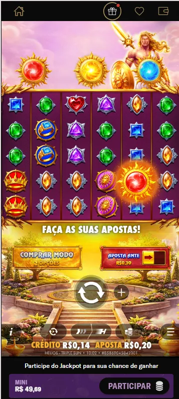 Slot Helios Triple Sun na BetMGM com aposta a partir de R$ 0,20