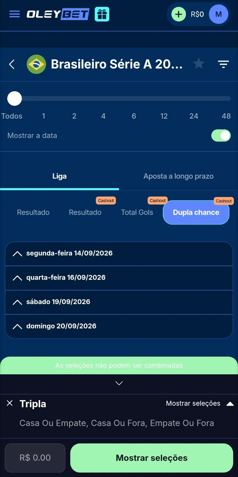 Cupom de aposta chance dupla na Oley Bet