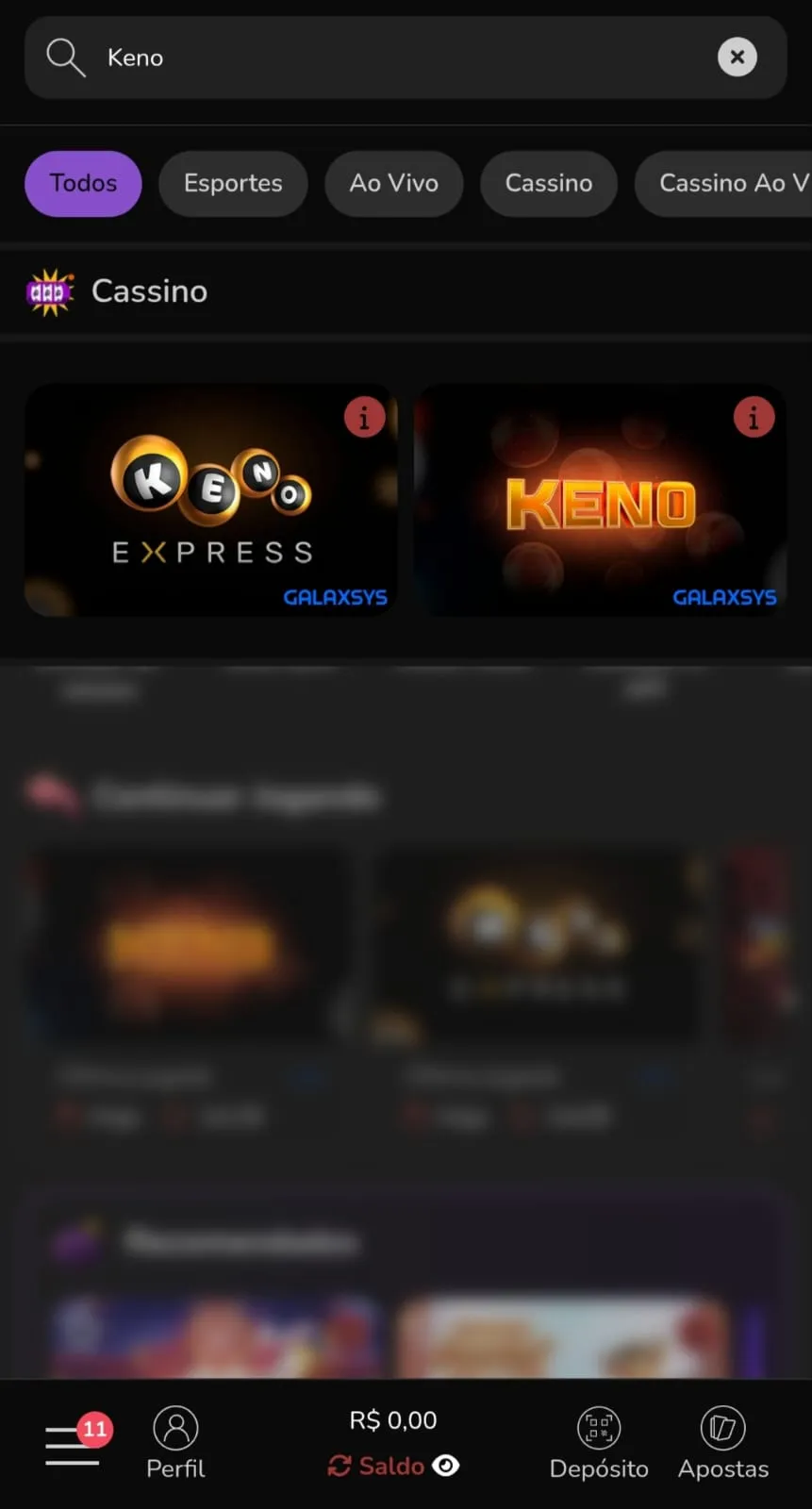 Jogos de Keno e Keno Express na Betsul.