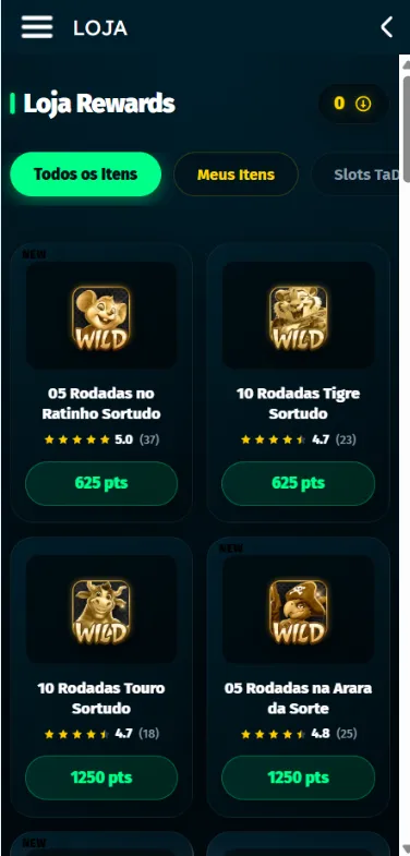 Loja do Bandbet Rewards com rodadas grátis na Bandbet