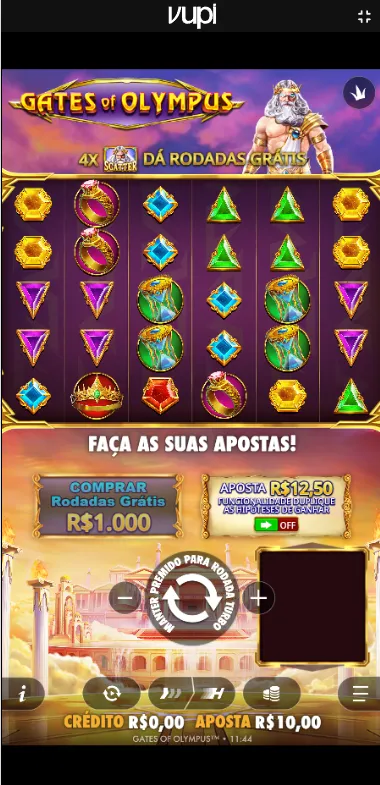 Gates of Olympus na Vupi com participação no jackpot ativada 