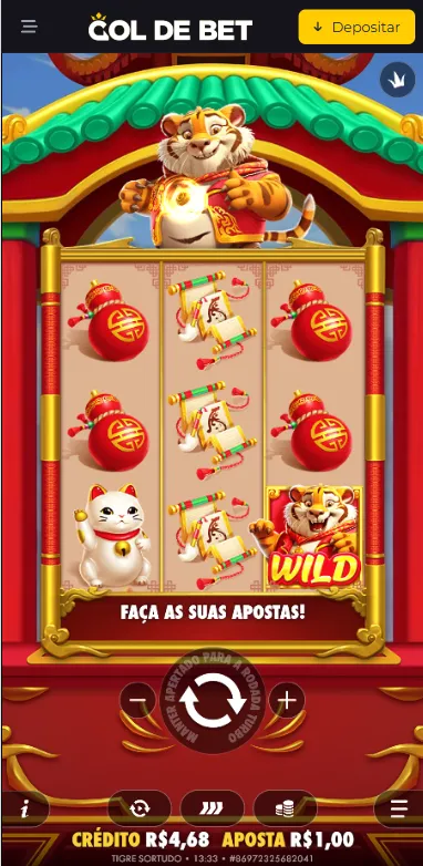 Tigre Sortudo no Gol de Bet com aposta de R$1