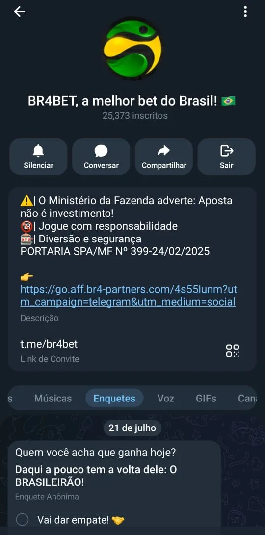 Grupo do Telegram da Br4bet.