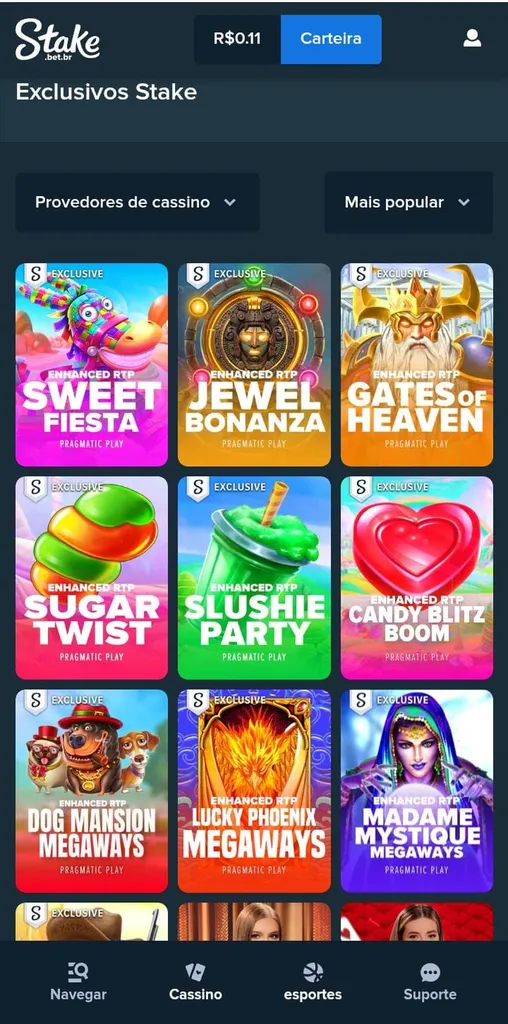 Jogos exclusivos de cassino na Stake com Sweet Fiesta, Jewel Bonanza e mais.