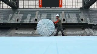 “Shock pad”: Athletico instala sistema do novo gramado sintético da Arena da Baixada