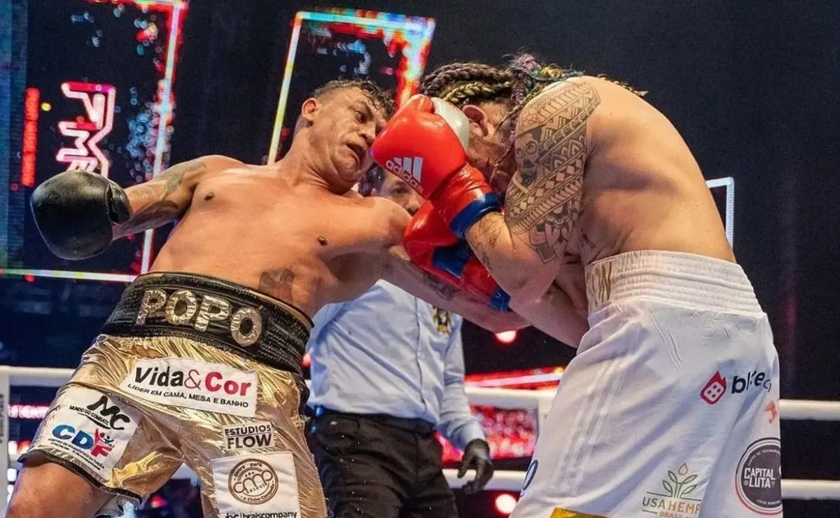 Popó e Whindersson Nunes durante o primeiro confronto no Fight Music Show.