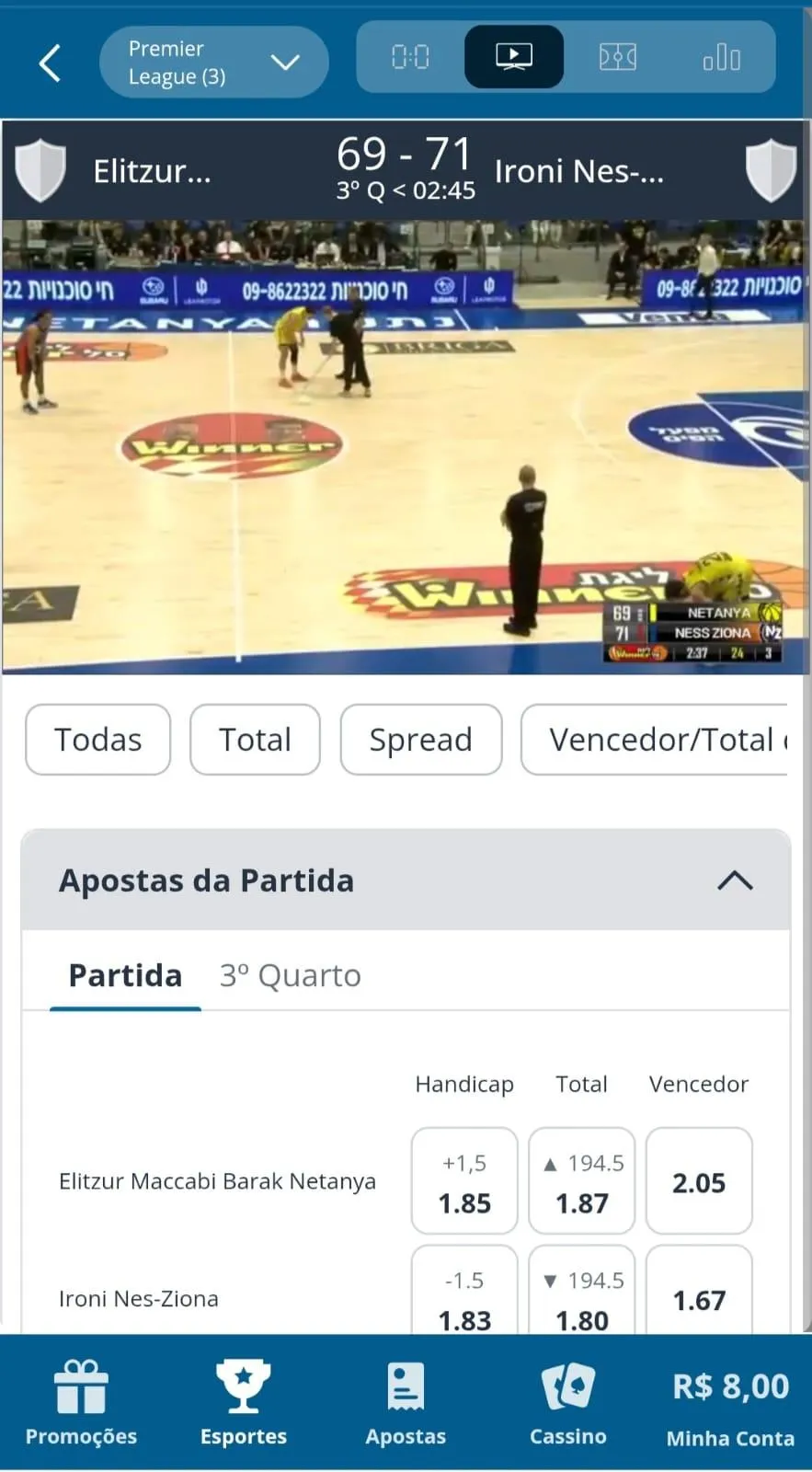 Streaming de basquete nas apostas ao vivo da Sportingbet.
