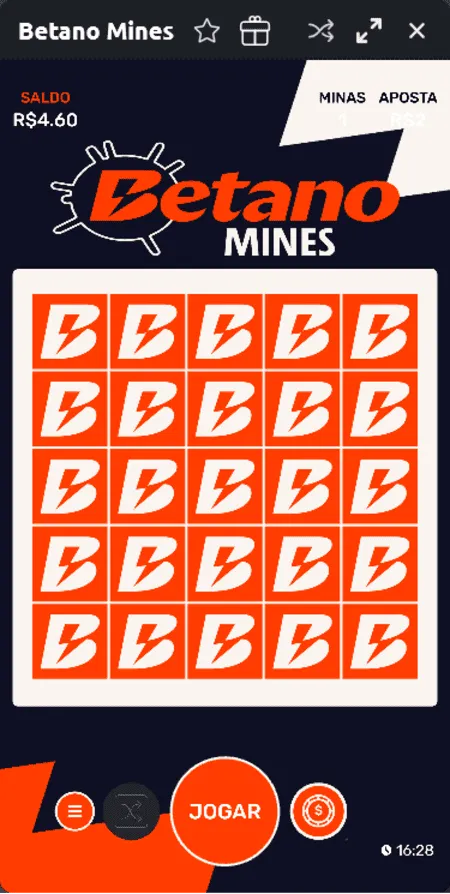 Tela inicial do Betano Mines