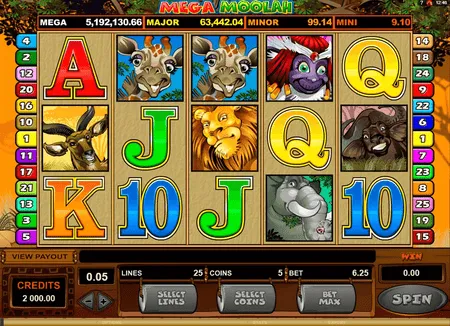 Diferentes figuras na grade 5x3 do slot Mega Mollah com 4 níveis de jackpots, com o mega acima de R$ 5 milhões 