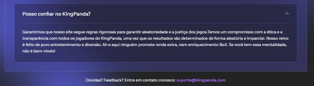 Explicação para confiar na KingPanda