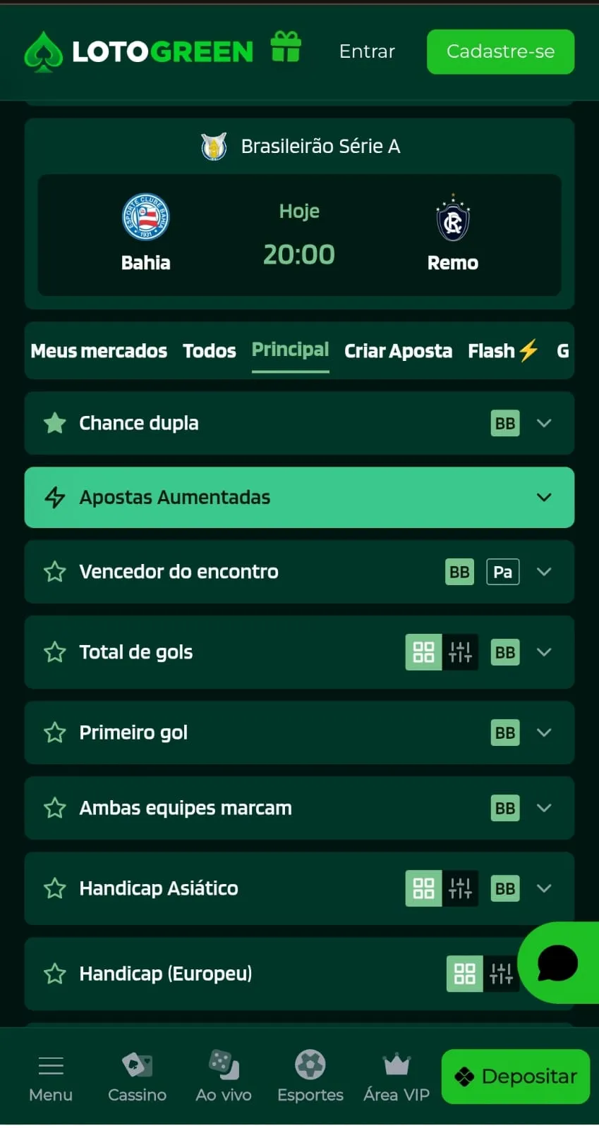 Chance dupla em uma partida do Brasileirão na Lotogreen