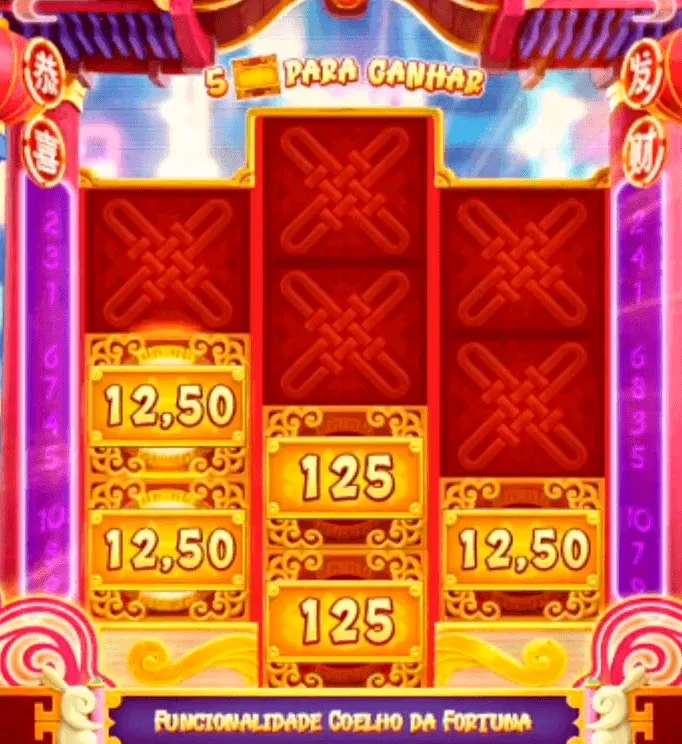 Ícones de valores de dinheiro na rodada especial do jogo Fortune Rabbit