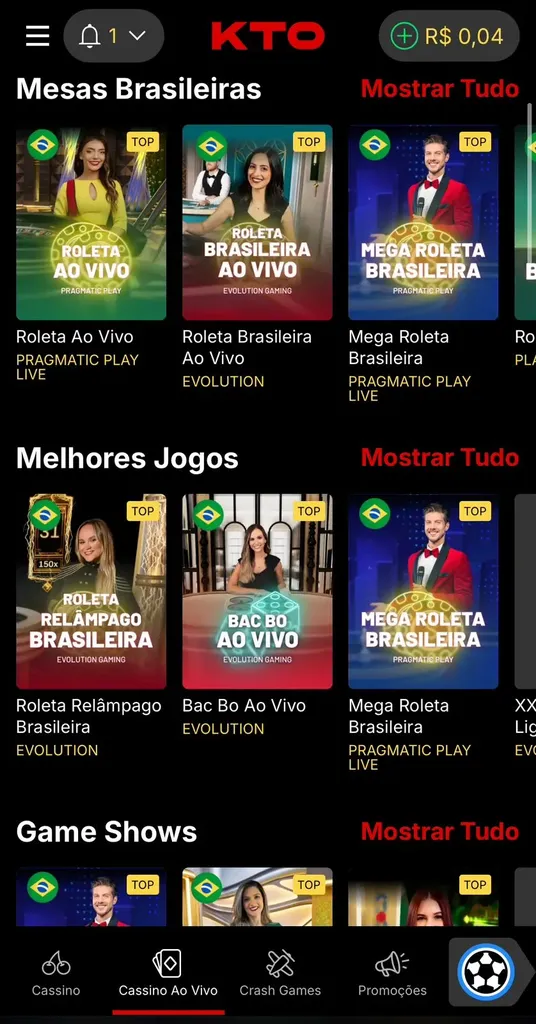 Cassino online ao vivo KTO com mesas brasileiras, game shows e jogos relãmpagos.