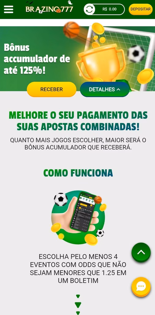 Oferta de bônus multiplicador de apostas múltiplas com até 125% de boost.
