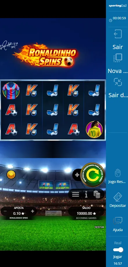 Ronaldinho Spins na Sportingbet com modo de demo