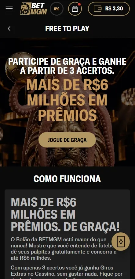Bolão da BetMGM com mais de R$ 6 milhões em prêmios