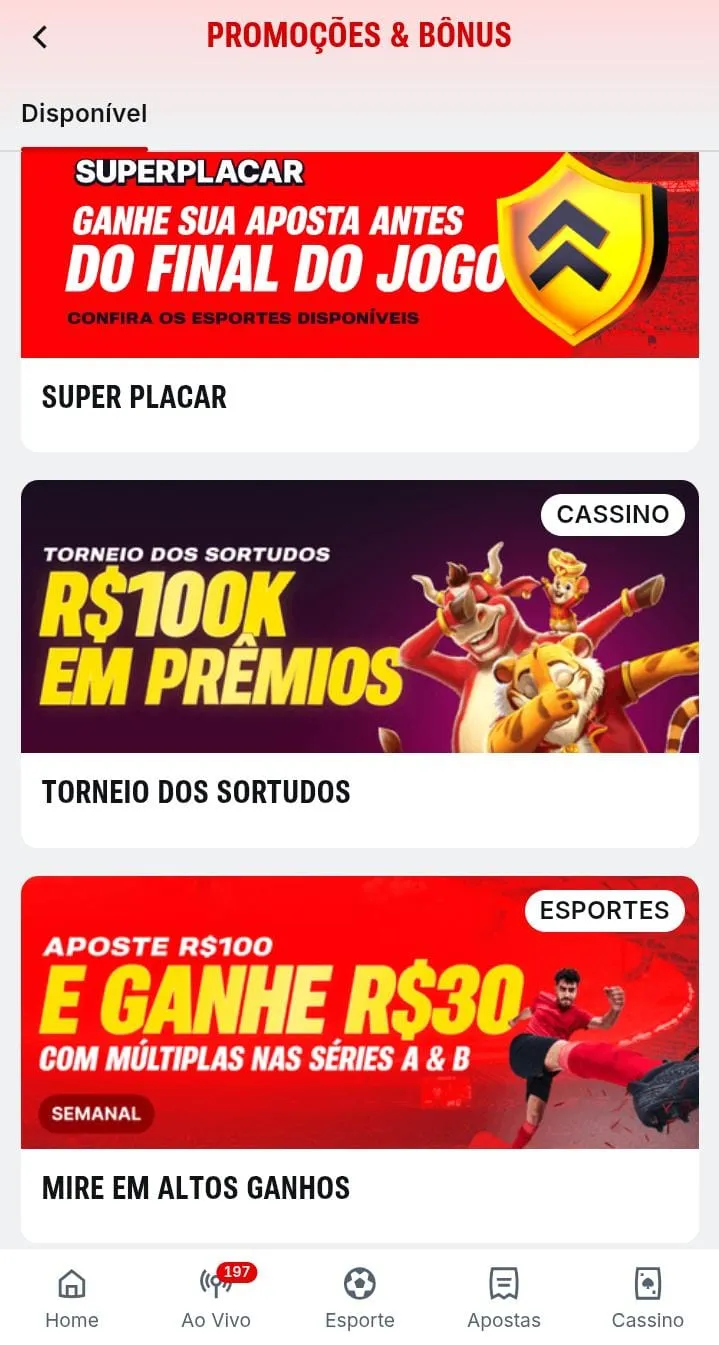 Banners com 3 bônus da Superbet: Superplacar, torneios dos sortudos com 100k em prêmios e Mire em Altos Ganhos