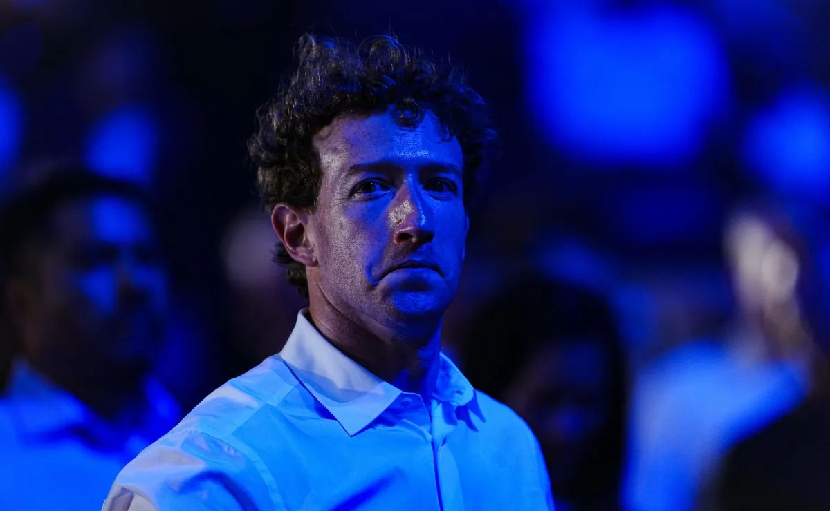 Mark Zuckerberg, fundador e CEO da Meta, durante anúncio da parceria tecnológica com o UFC para criação do novo sistema de rankings dos lutadores.