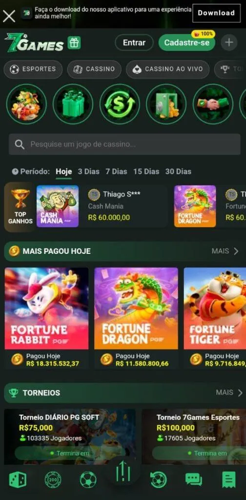 TelaInicial da 7Games.BET