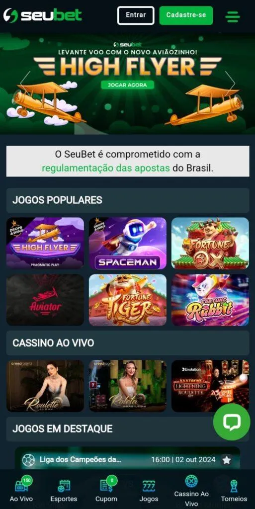 Página Inicial do site Seubet