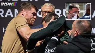 Encarada entre Canelo Álvarez e Caleb Plant termina em pancadaria