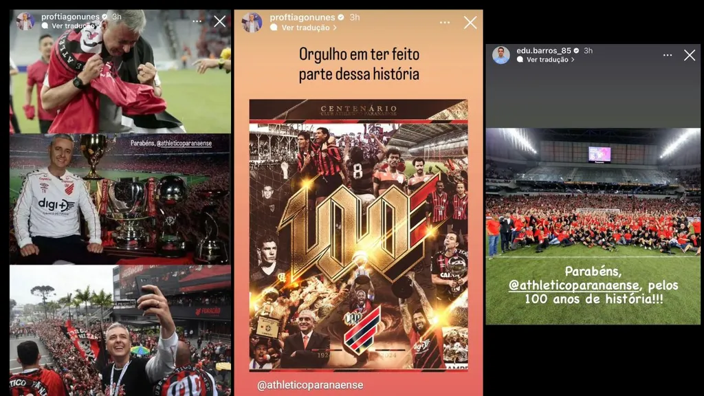 Eduardo Barros e Tiago Nunes parabenizam Athletico pelos 100 anos