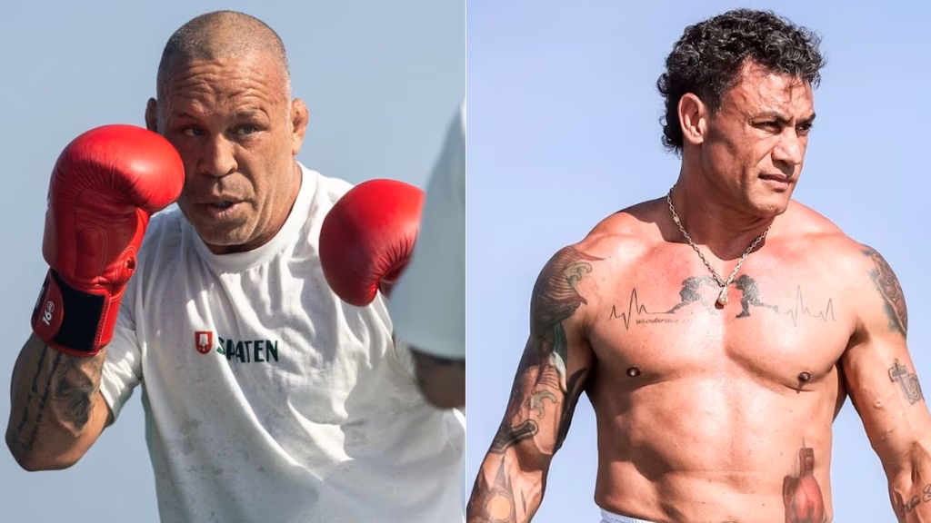 Wanderlei Silva e Popó em treino. Foto: Gaspar Nóbrega