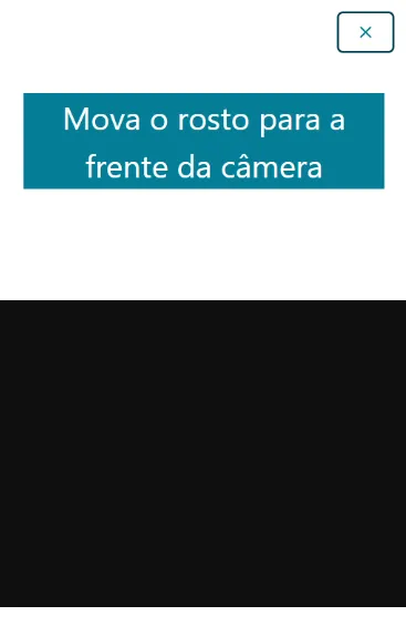 Sinalização para mover o rosto para a câmera para completar o reconhecimento facial na verificação.