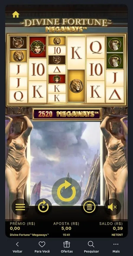 Tela inicial do Divine Fortune Megaways