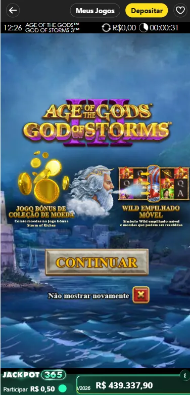 Página inicial do Age of the Gods na bet365 com contribuição ativa para o jackpot bet365