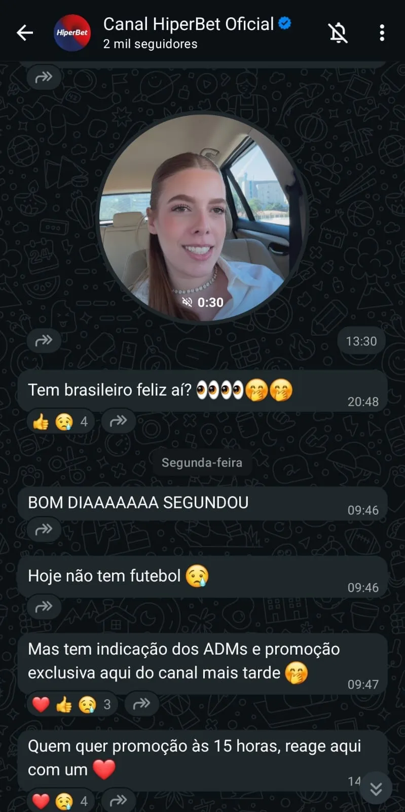 Canal de apostas do Whatssapp da Hiperbet.