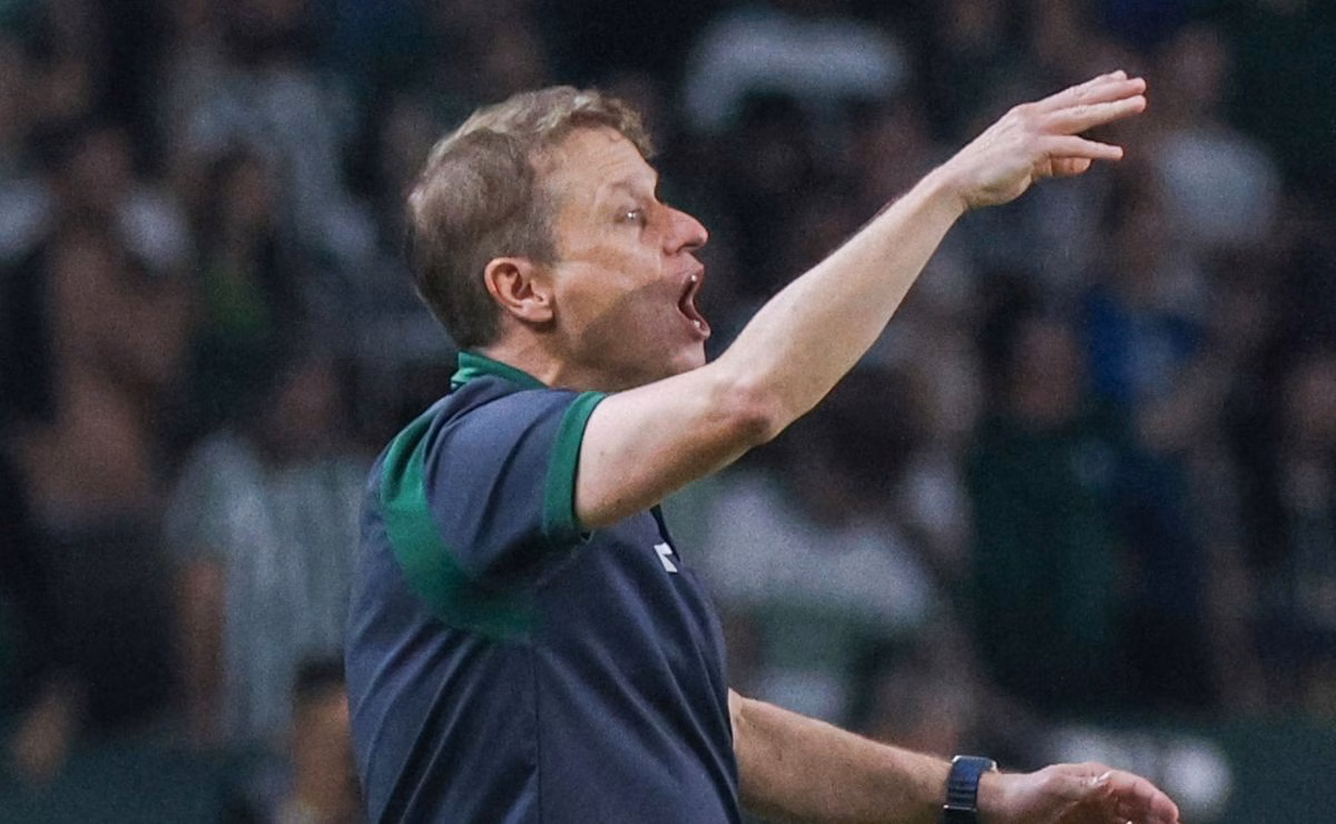 Fernando Seabra orienta o Coritiba durante jogo contra o Fluminense no Couto Pereira