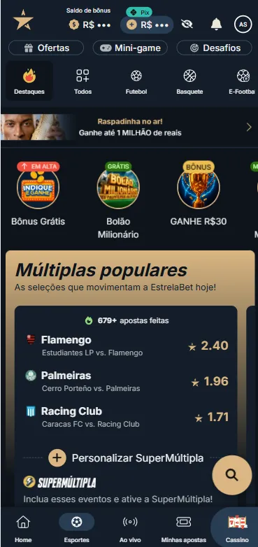 Estrela Bet com dicas de Múltiplas Populares e destaque para o Bolão Milionário