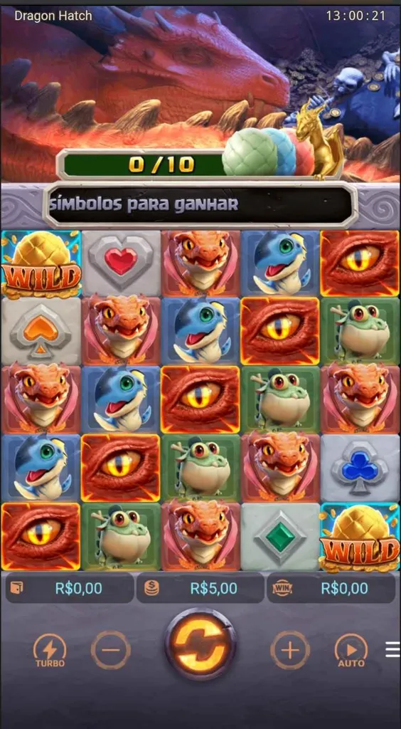 Dragon Hatch com símbolos espalhados e rodada de R$5