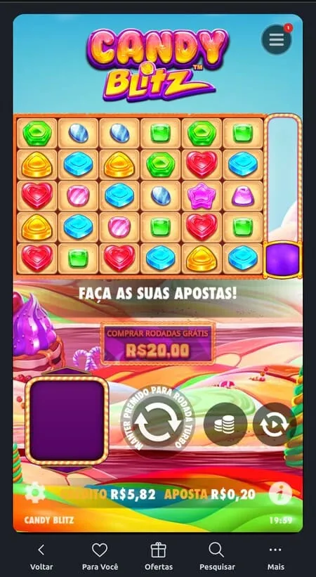 Tela inicial do Candy Blitz
