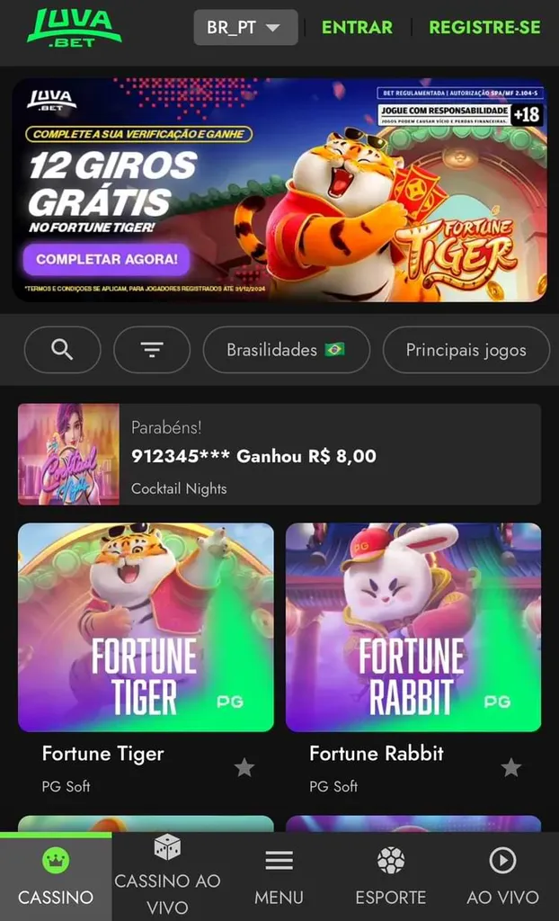 Luva.Bet Cassino Online com destaque para giros grátis no Fortune Tiger e acesso os jogos Fortune da PG Soft.