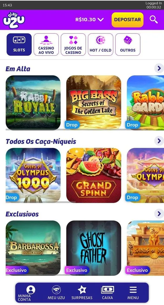 Cassino online PlayUZU com listas dos slots em alta no momento, todos os caça-niqueis e os exclusivos da plataforma.