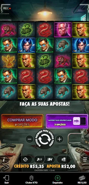 Eastern Fury na KTO com aposta de R$ 2