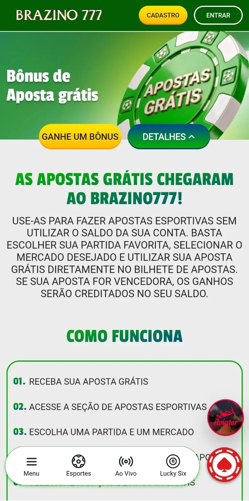 Bônus de aposta grátis da Brazino777 com R$ 17 em freebet para esportes