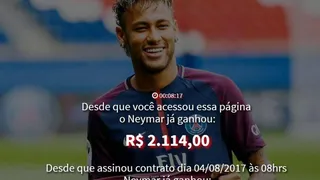 Site calcula o salário de Neymar enquanto você perde tempo