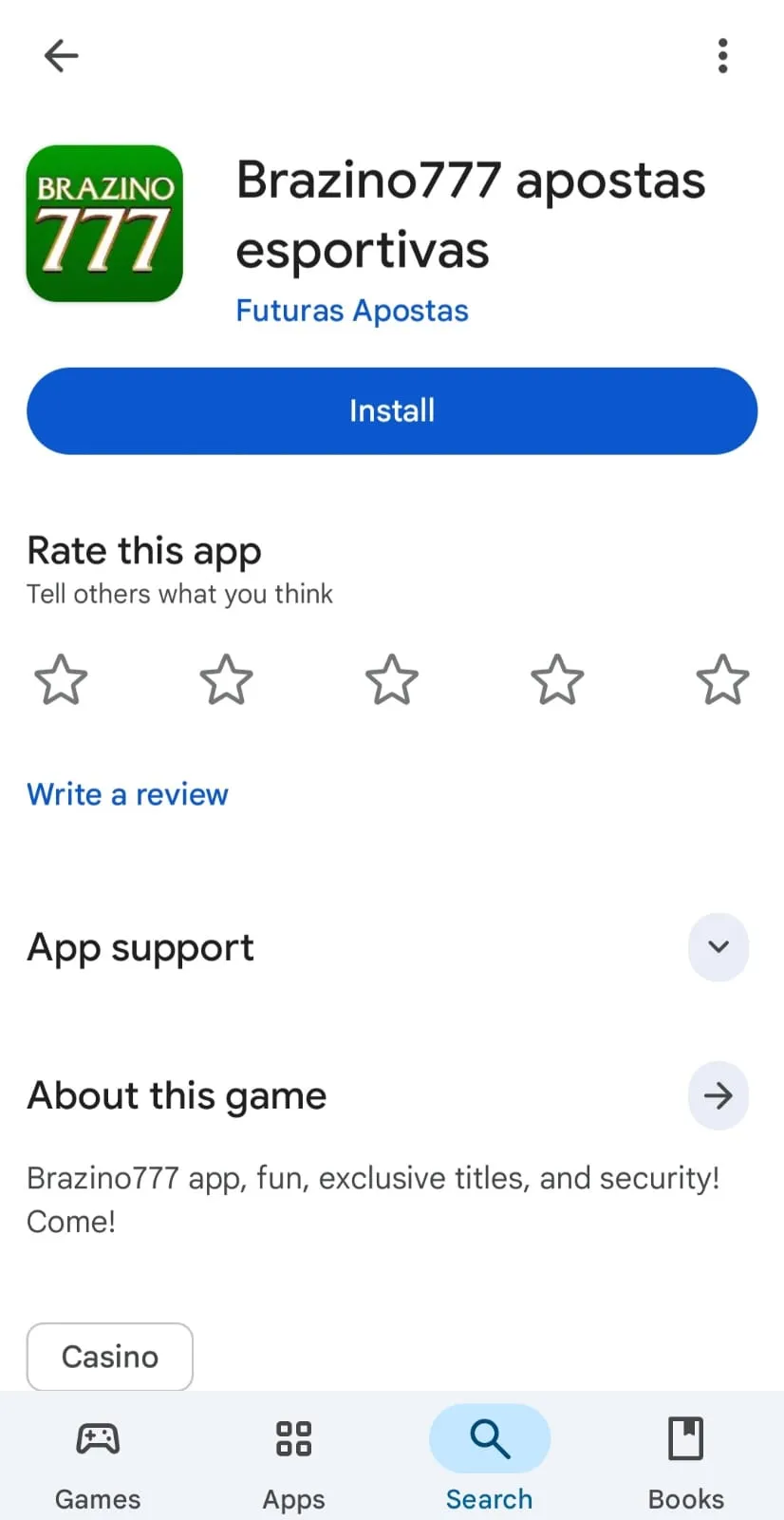 App da Brazino777 para instalar na Play Store.