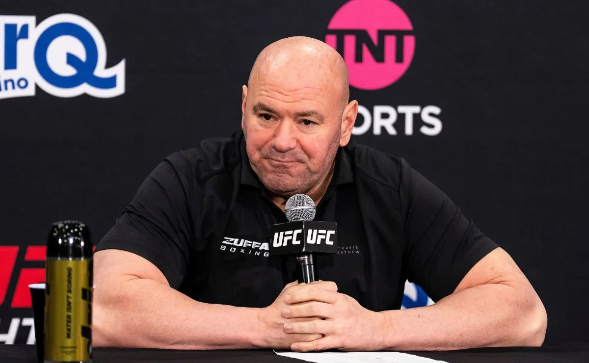 Dana White fala durante entrevista coletiva do UFC ao comentar a luta de Alex Poatan Pereira pelo cinturão peso-pesado.