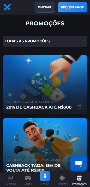 Promoções de cashback no Aviator e nos slots TaDa Gaming na Receba