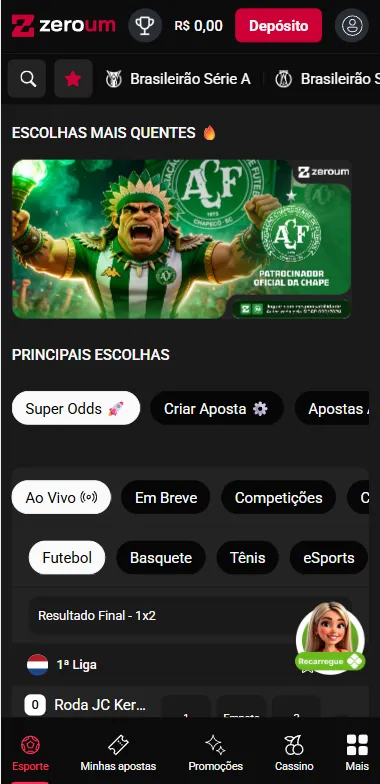 Esportes na Zero Um bet com Super Odds e Criar Aposta