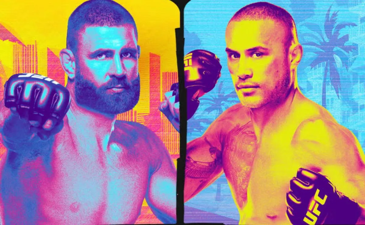 Pôster do UFC 327 com Jiri Prochazka e Carlos Ulberg na luta principal