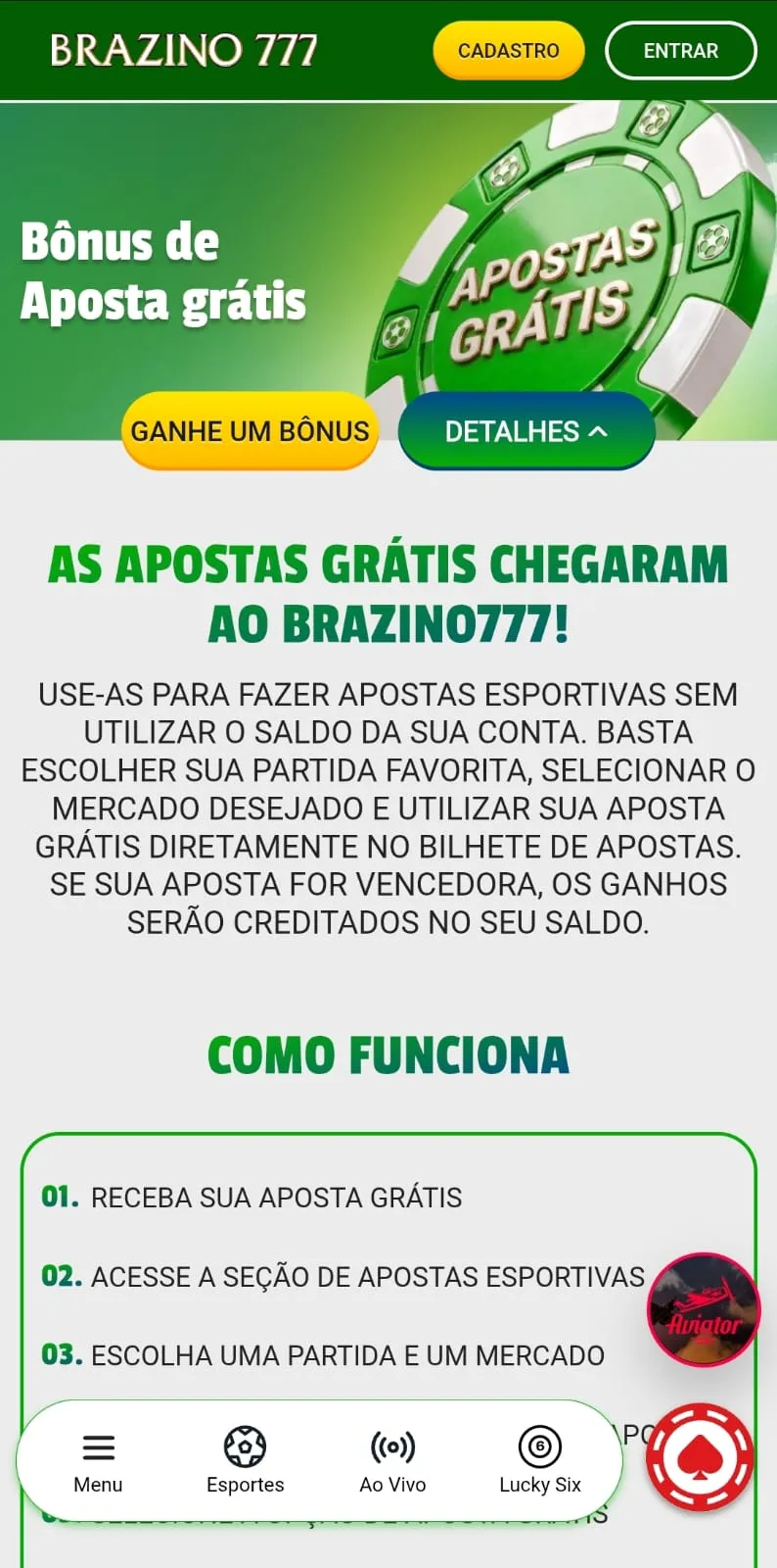 Oferta de Aposta Grátis da Brazino777 com bônus de R$17 em freebet para apostar na Copa.
Data: 01/07/2026
